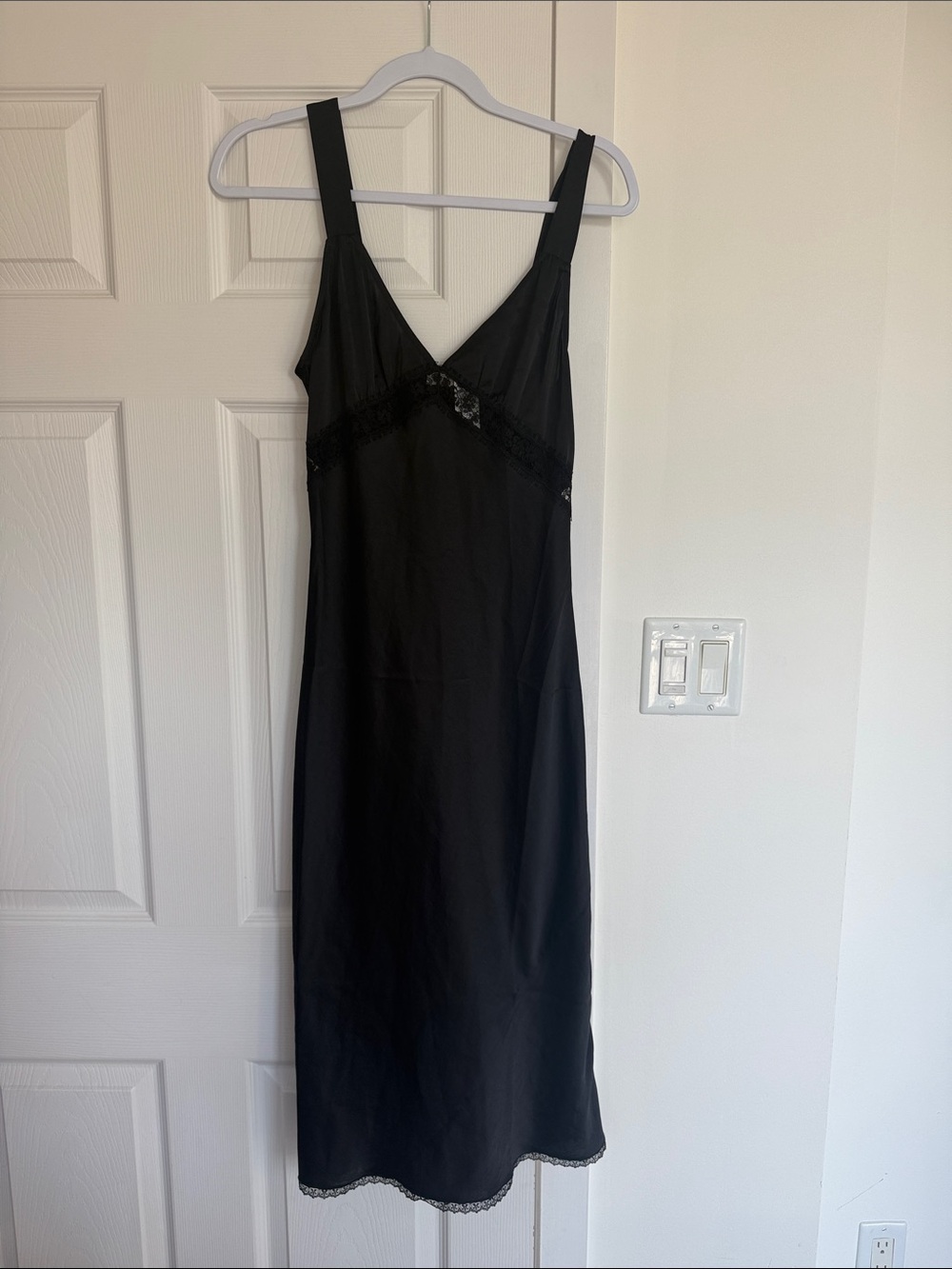 Wilfred Black Slip Dress with Lace Trim
